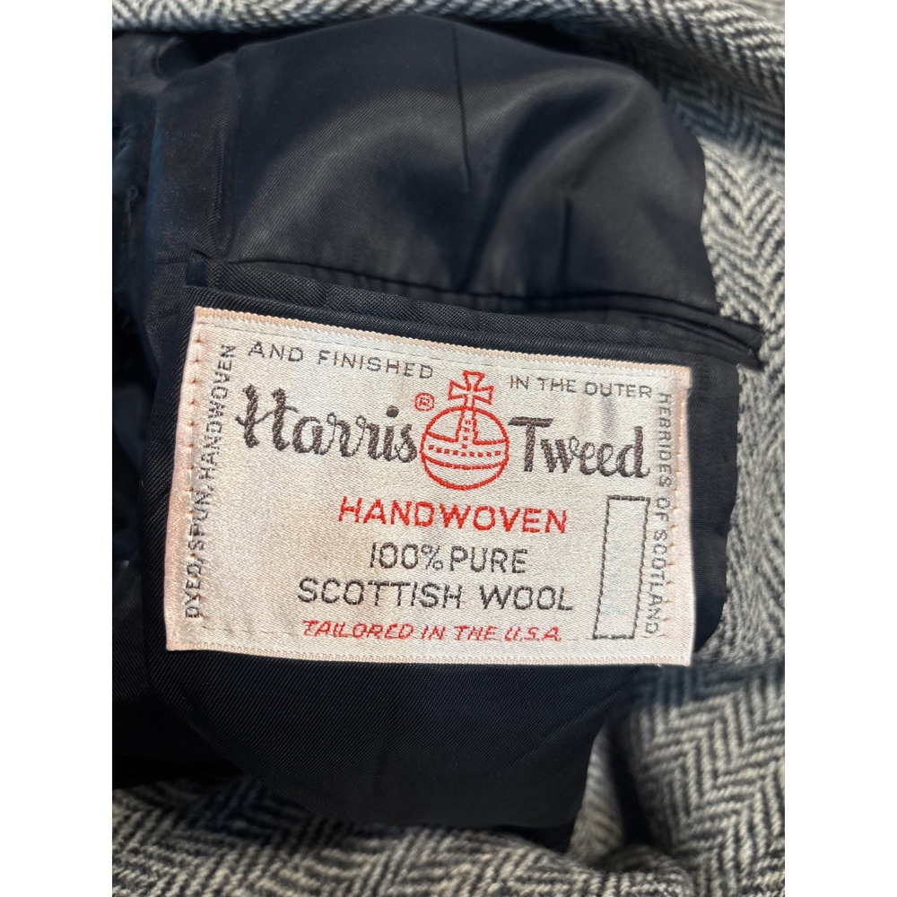 Harris Tweed Mens Grey Herringbone Wool Blazer Sport Coat Handwoven Wool 46R - Picture 8 of 10